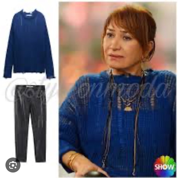 Zara ALPACA AND WOOL BLEND RIPPED KNIT SWEATER | - Picture 6 of 6